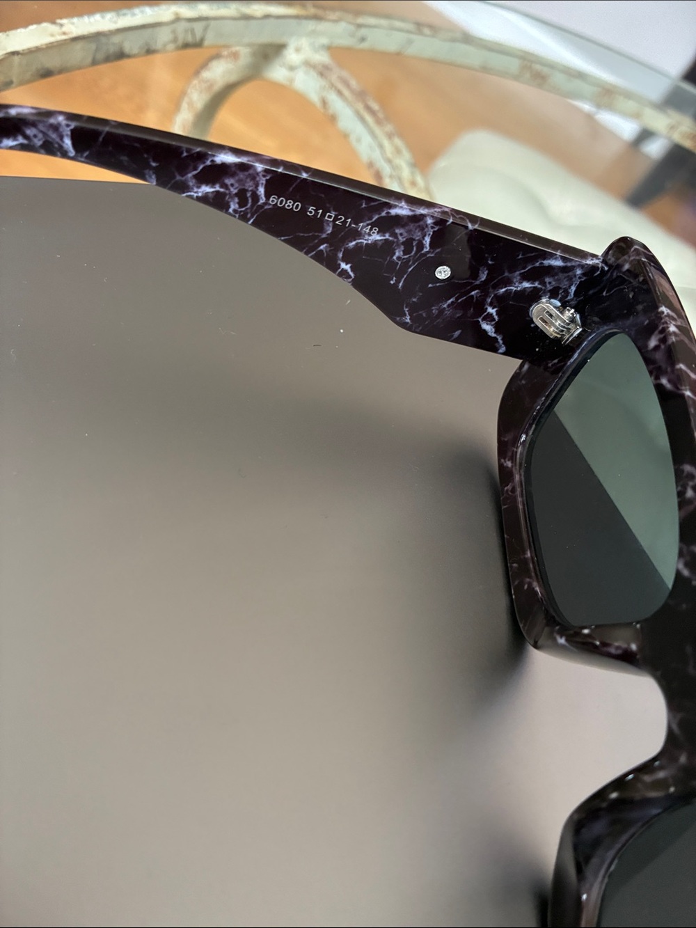 Prada Black Marble Acetate Women's Sunglasses